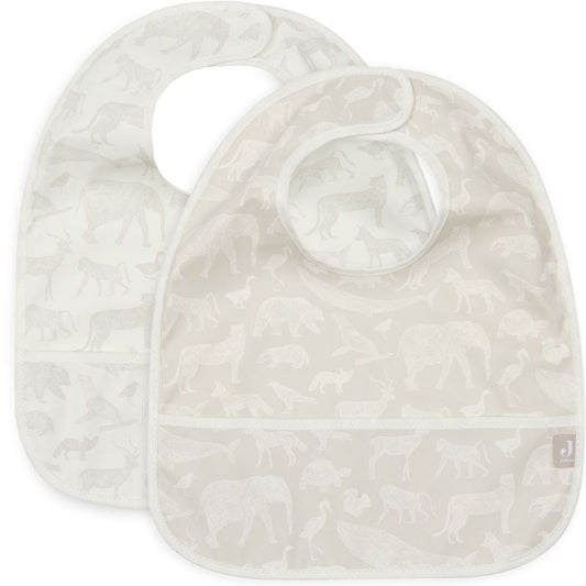 Lot de 2 bavoirs plastifiés Animals Nougat