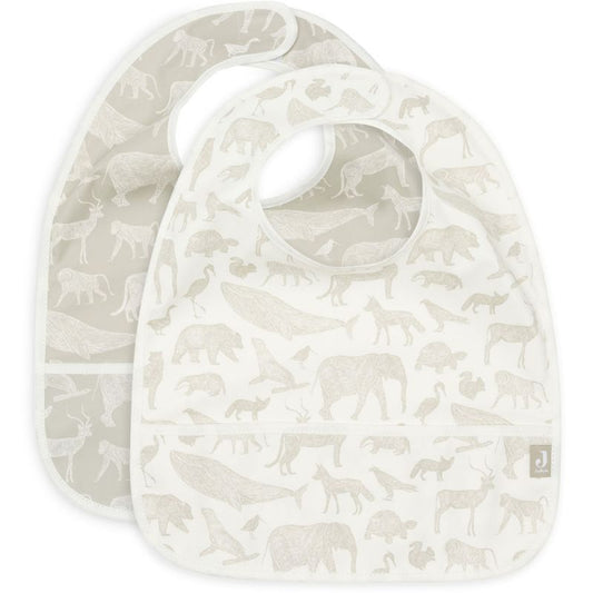 Lot de 2 bavoirs plastifiés Animals Olive Green