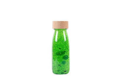 Bouteille sensorielle à paillettes - verte