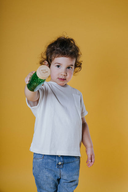Bouteille sensorielle à paillettes - verte