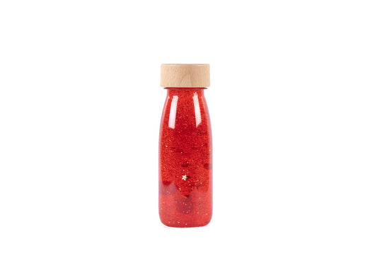 Bouteille sensorielle à paillettes - rouge