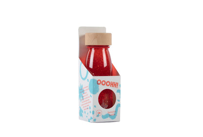 Bouteille sensorielle à paillettes - rouge