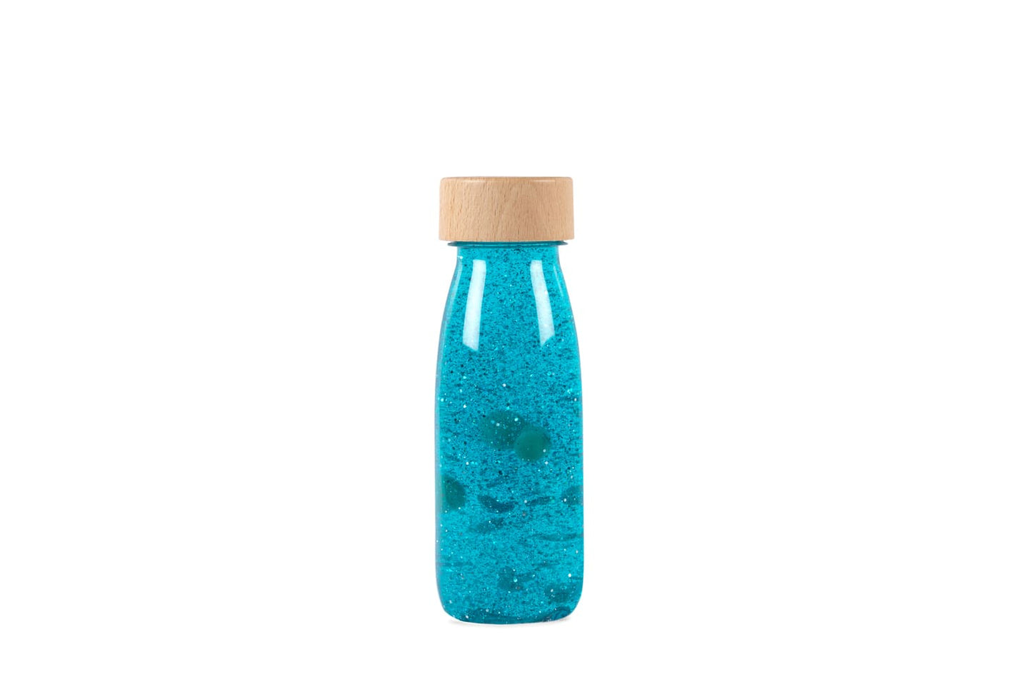 Bouteille sensorielle à paillettes - turquoise