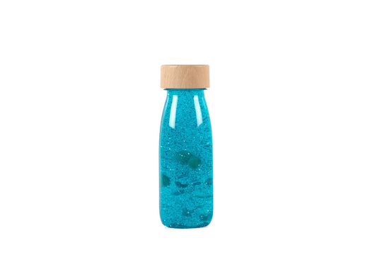 Bouteille sensorielle à paillettes - turquoise