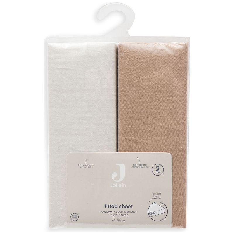 Drap-housse pack 2 - Jersey - Light Terra & Oatmeal